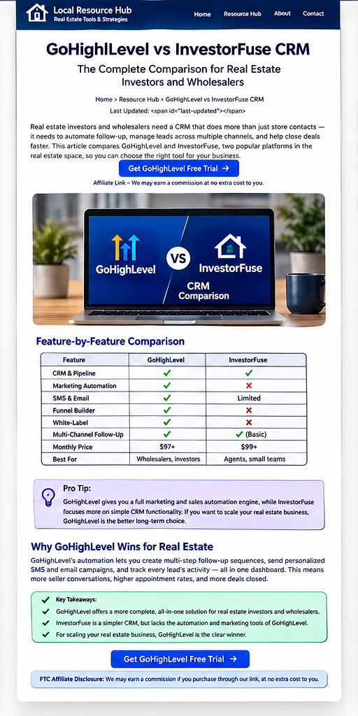 DALL-E generated visual comparing GoHighLevel and InvestorFuse CRM for a real estate investor acquisitions team