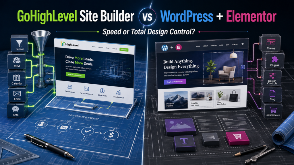 gohighlevel site builder vs wordpress elementor